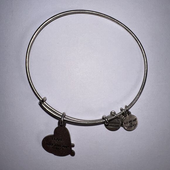 Alex and Ani Love Charm Bangle 2017 Bracelet Rafaelien Silver Tone - Picture 2 of 3